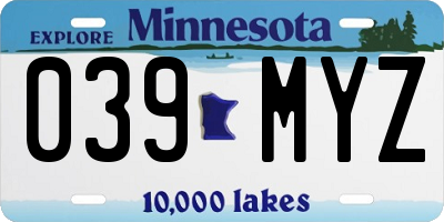 MN license plate 039MYZ