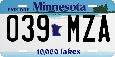 MN license plate 039MZA