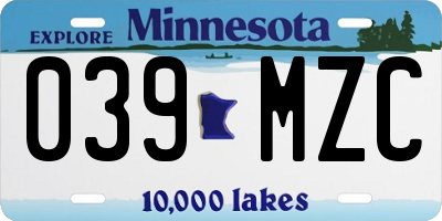 MN license plate 039MZC