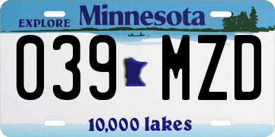 MN license plate 039MZD