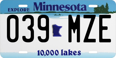 MN license plate 039MZE