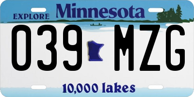 MN license plate 039MZG