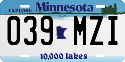 MN license plate 039MZI