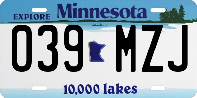 MN license plate 039MZJ