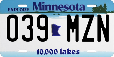 MN license plate 039MZN