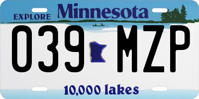 MN license plate 039MZP