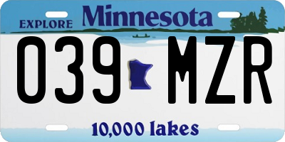 MN license plate 039MZR