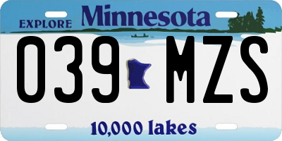 MN license plate 039MZS