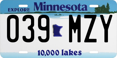 MN license plate 039MZY