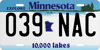 MN license plate 039NAC