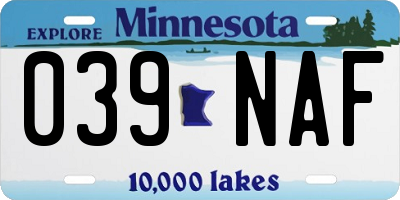 MN license plate 039NAF