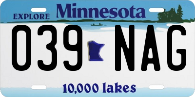 MN license plate 039NAG