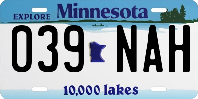MN license plate 039NAH