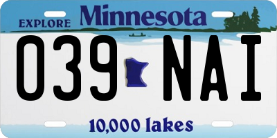 MN license plate 039NAI