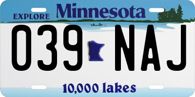 MN license plate 039NAJ
