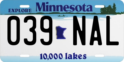 MN license plate 039NAL