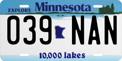 MN license plate 039NAN