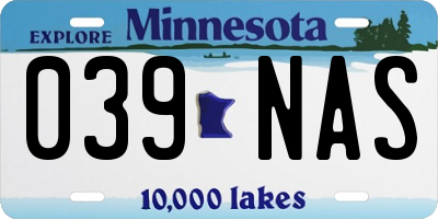 MN license plate 039NAS
