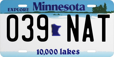 MN license plate 039NAT