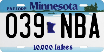 MN license plate 039NBA