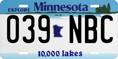 MN license plate 039NBC