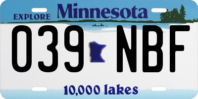 MN license plate 039NBF