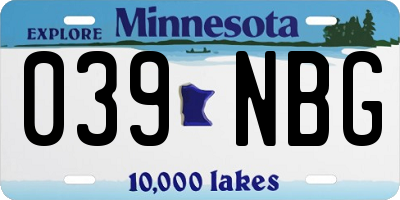 MN license plate 039NBG