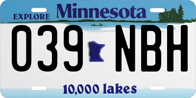 MN license plate 039NBH