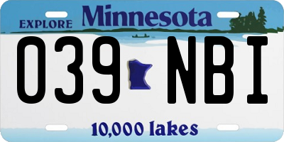 MN license plate 039NBI
