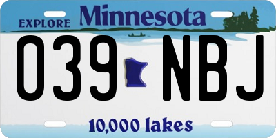 MN license plate 039NBJ