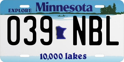 MN license plate 039NBL