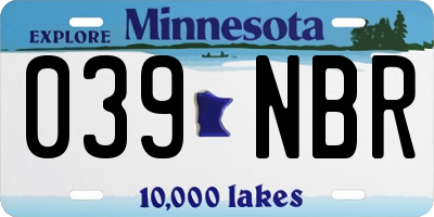 MN license plate 039NBR