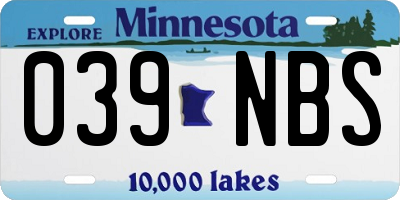 MN license plate 039NBS