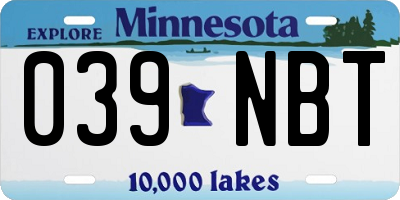 MN license plate 039NBT