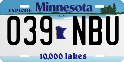 MN license plate 039NBU