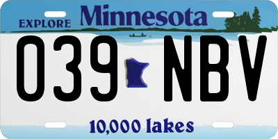 MN license plate 039NBV