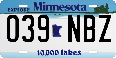 MN license plate 039NBZ