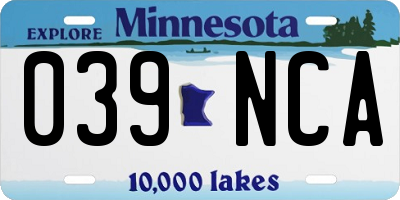 MN license plate 039NCA