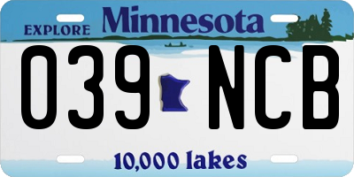 MN license plate 039NCB