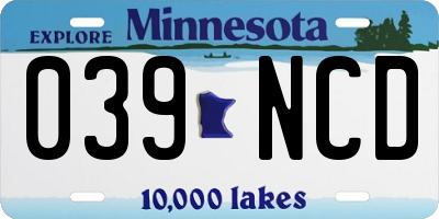 MN license plate 039NCD