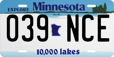 MN license plate 039NCE