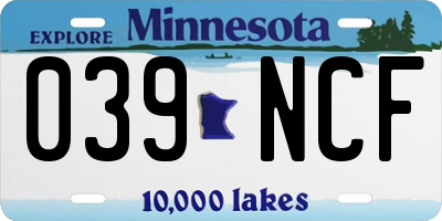 MN license plate 039NCF