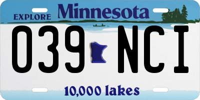 MN license plate 039NCI