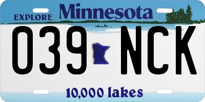 MN license plate 039NCK