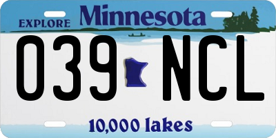 MN license plate 039NCL