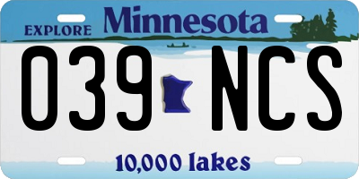 MN license plate 039NCS