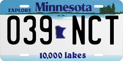 MN license plate 039NCT