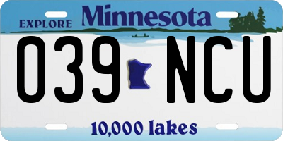 MN license plate 039NCU