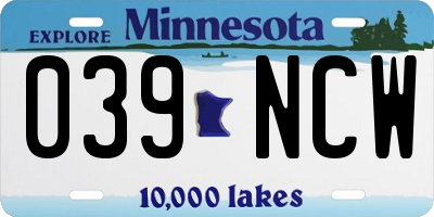 MN license plate 039NCW