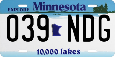 MN license plate 039NDG